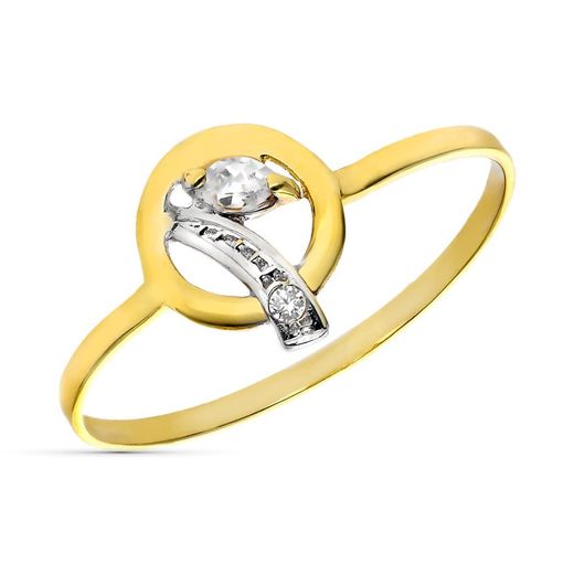 9kt Gold Bicolor Silver Ring 7mm 9K20575-2 Zirconia