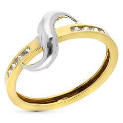 Sortija Oro 9kts Bicolor Plata 8mm 9K19608 Circonitas