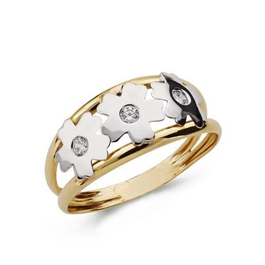 9kt Gold Ring Bicolor Silver 9K14178 Zirconias