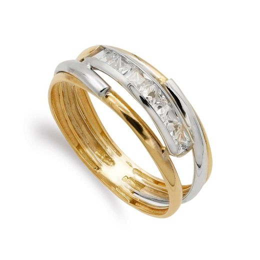 9kt Gold Ring Bicolor Silver 9K14415 Zirconias