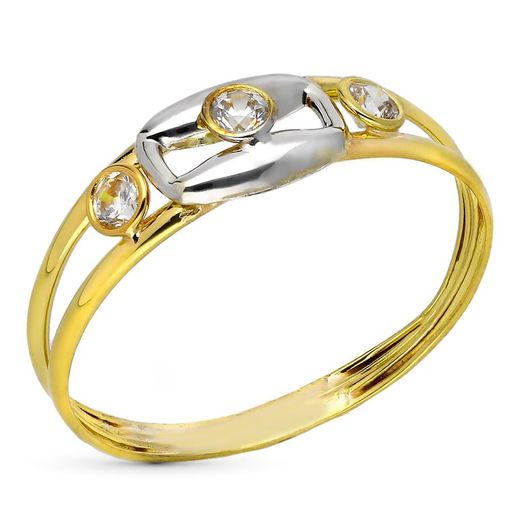 9kt Gold Ring Bicolor Silver 9K14419 Zirconias