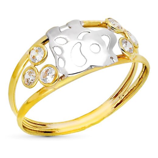 9kt Gold Ring Bicolor Silver 9K14617 Zirconias