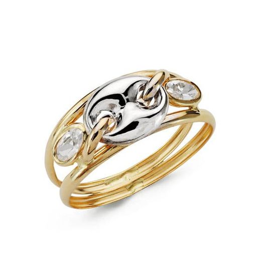 9kt Gold Ring Bicolor Silver 9K14709 Zirconias