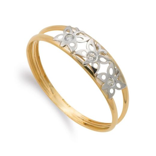 9kt Gold Ring Bicolor Silver 9K14796 Zirconias