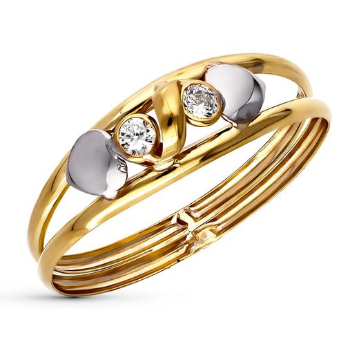9kt Gold Ring Bicolor Silver 9K14975 Zirconias