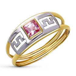 Sortija Oro 9kts Bicolor Plata 9K14985-RS Piedra Rosa