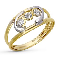 Sortija Oro 9kts Bicolor Plata 9K14991-CI Circonitas