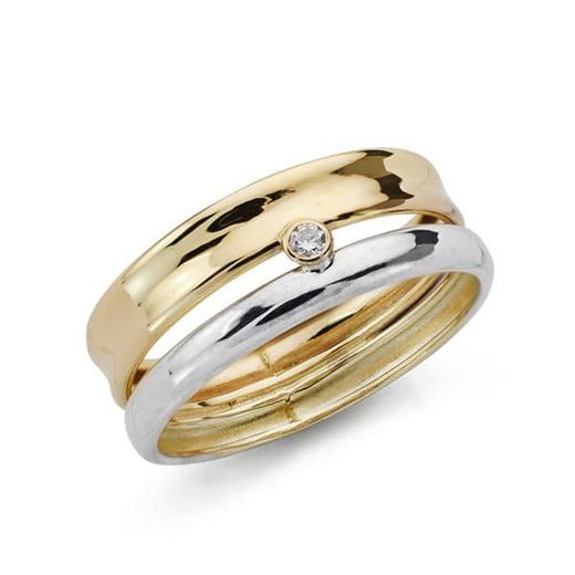 Bicolor-Silberring aus 9-karätigem Gold, 9K19016, Zirkonia