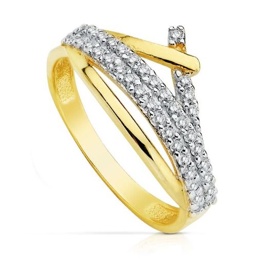 9kt Gold Ring Bicolor Silver 9K19218 Zirconias