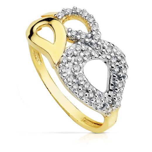 9kt Gold Ring Bicolor Silver 9K19219 Zirconias