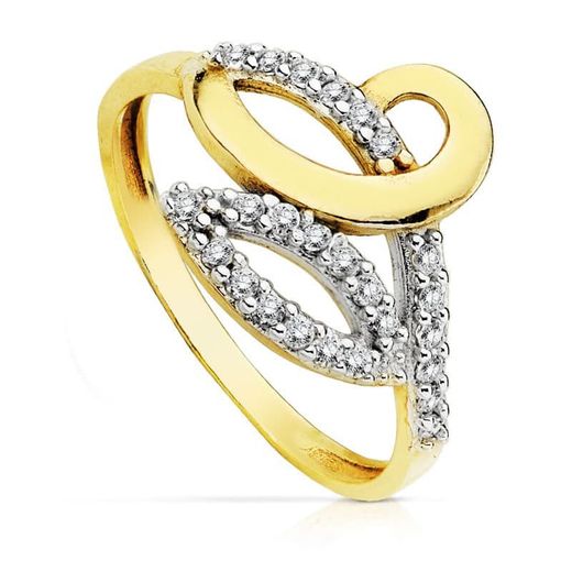 9kt Gold Ring Bicolor Silver 9K19220 Zirconias