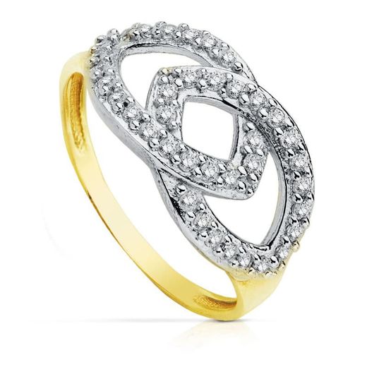 9kt Gold Ring Bicolor Silver 9K19225 Zirconias