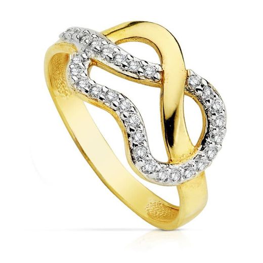 9kt Gold Ring Bicolor Silver 9K19226 Zirconias
