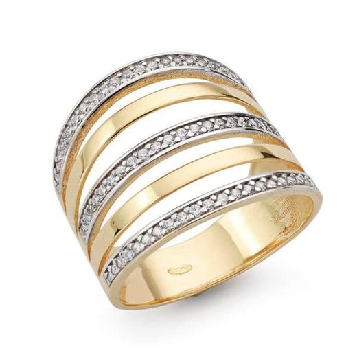 9kt Gold Ring Bicolor Silver 9K19270 Zirconias