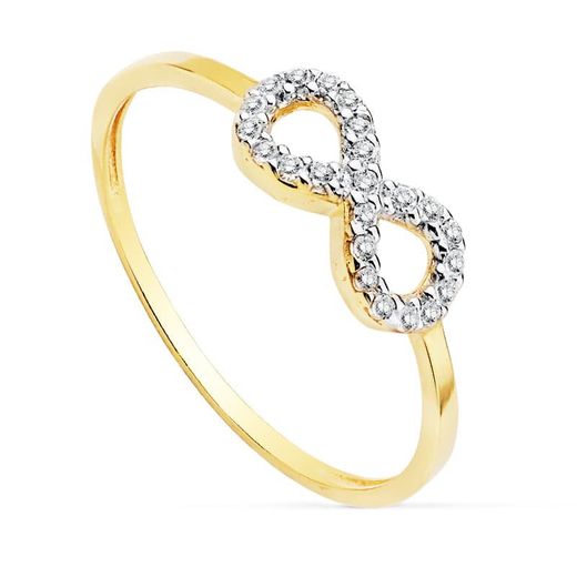 9kt Gold Ring Bicolor Silver 9K19307 Zirconias