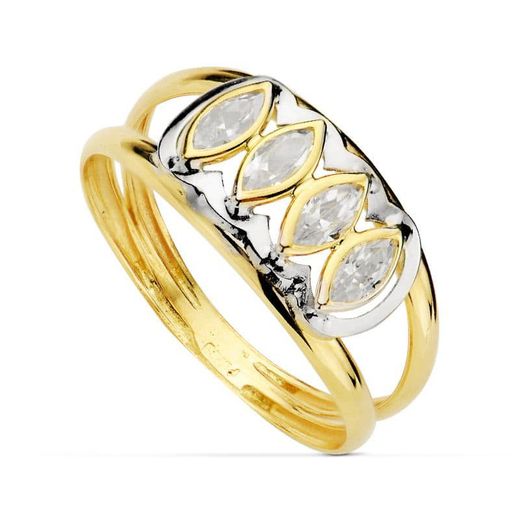 9kt Gold Ring Bicolor Silver 9K20553-2 Zirconias