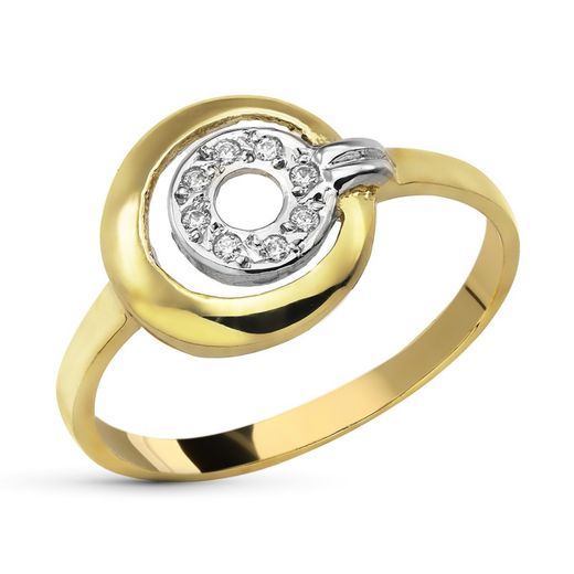 9kt Gold Ring Bicolor Silver 9K20612-2 Zirconias