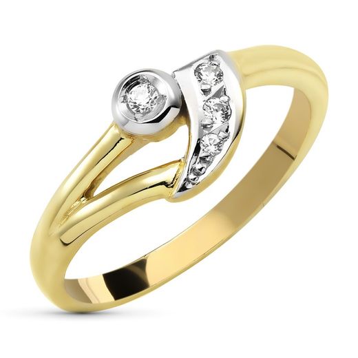 9kt Gold Ring Bicolor Silver 9K20613-2 Zirconias