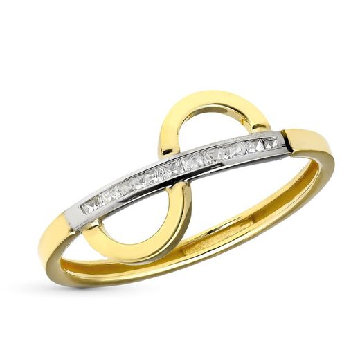 9kt guld bicolor sølv ring 9K20631-2 Zirconia