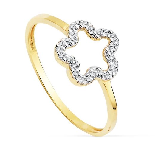 9kt Gold Bicolor Silver Ring 9x9mm 9K19317 Zirconia