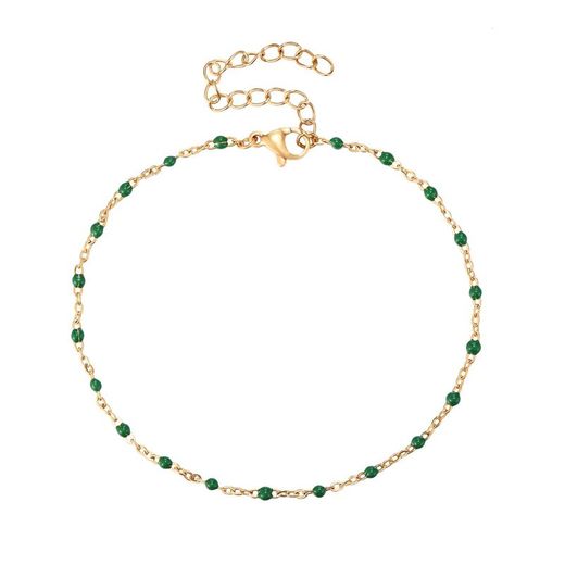 Tobillera Acero Dorado 20+5cm TAL0001DOEGXX Enamel Verde Oscuro