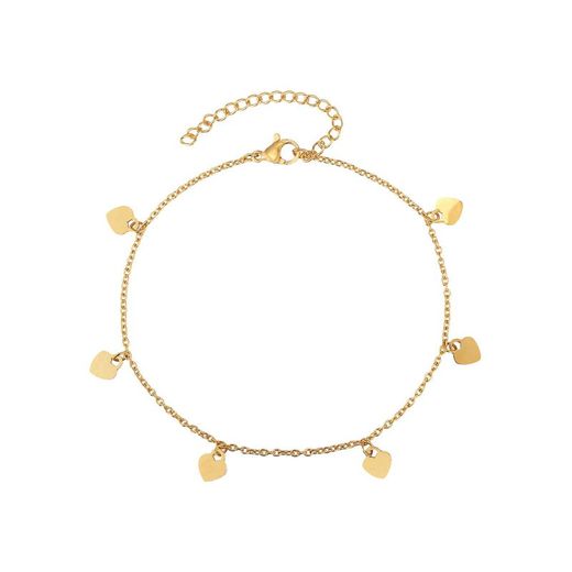 Tobillera Acero Dorado 20+5cm TAL0005DOXXXX Corazones