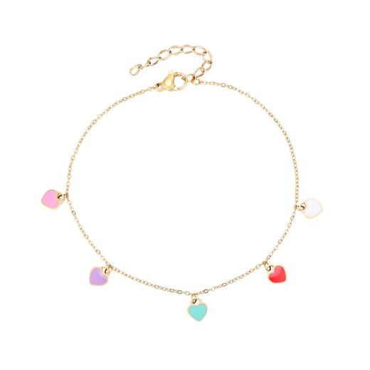 Tobillera Acero Dorado 20+5cm TAL0014DOVA Corazones