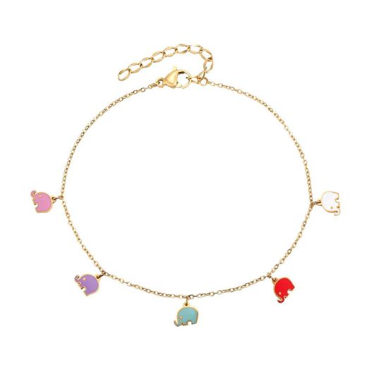 Gold Steel Anklet 20+5cm TAL0015DOVA Elephants