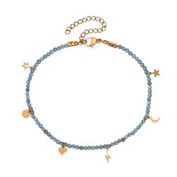 Tobillera Acero Dorado 20+5cm TAM0005DOAQ Aquamarina Charms