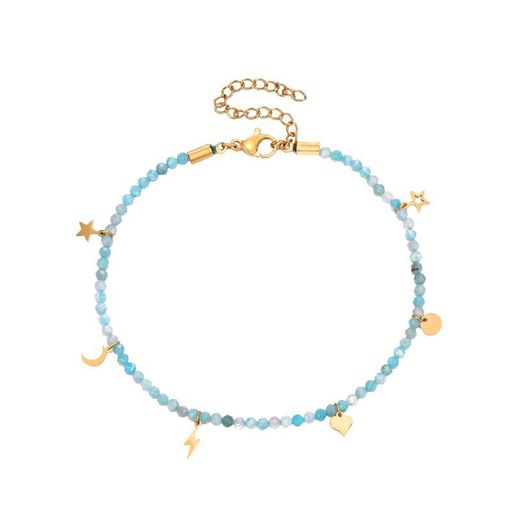 Bracelet de Cheville Acier Doré 20+5cm TAM0005DOAZ Charms Amazonite
