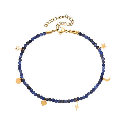 Bracelet de Cheville Acier Doré 20+5cm TAM0005DOSL Breloques Sodalite