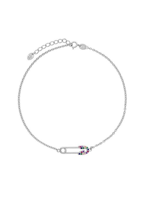 Marea Woman Silver Anklet Multicolor Zircons D02009 / AI