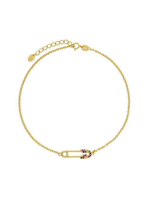 Anklet Marea Woman Silver Zircons Multicolor 18kts Gold D02009 / AJ Gold
