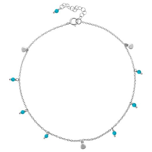 Silver Anklet 24+3cm TOM0001RHTUXX Turquoise Mineral