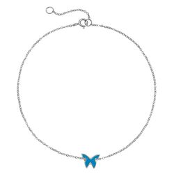 Tobillera Plata 26cm TOL0014RHETXX Mariposa Enamel Turquesa