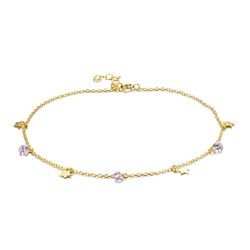 Tobillera Plata Dorada 22+4cm TOZ0001DO Estrellas Circonitas