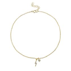 Tobillera Plata Dorada 23+2cm TOZ0015DOCZXX Rayo Estrella Circonitas