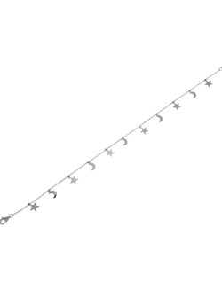 Tobillera Plata Mujer PTOB12 Estrellas & Media Lunas