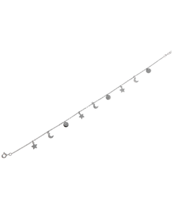 Tobillera Plata Mujer PTOB24 Estrellas Media Lunas Circonitas