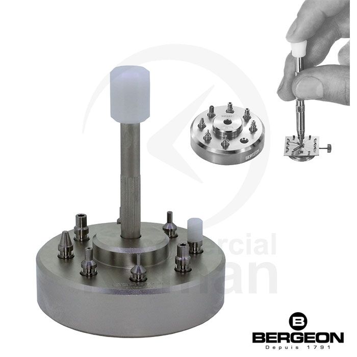 Útil Bergeon Acero 55063 Colocar Agujas + (8) Tases + Mandril Porta Tases