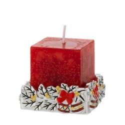 Vela Navidad Cera 4x4x4cm N8660-01RO Roja Base Plateada
